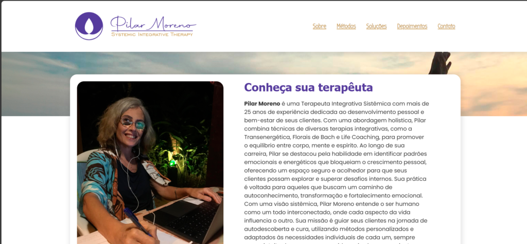 Landing page de Pilar Moreno desenvolvimento pessoal