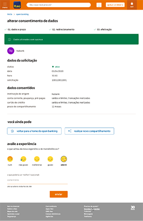 Data consent change success screen