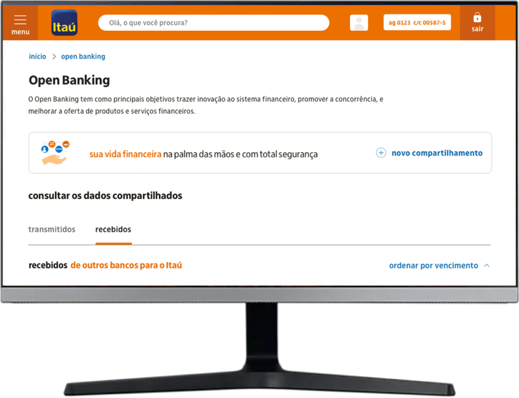 Project home screen displayed on a monitor