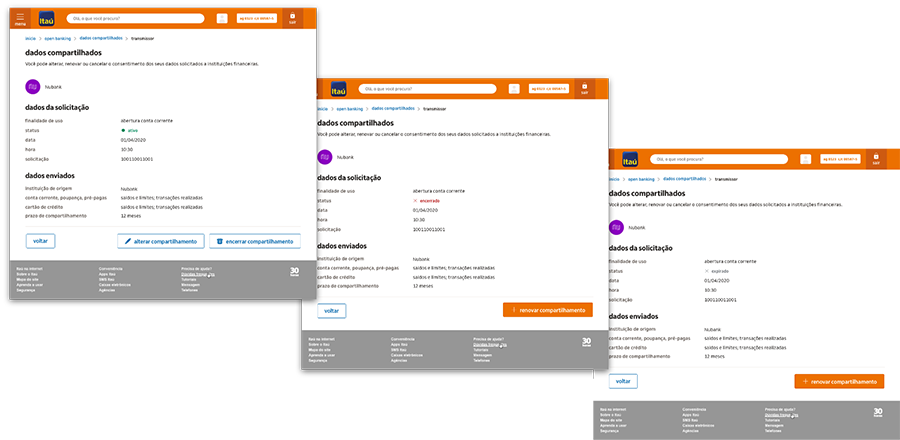 Shared data details screen