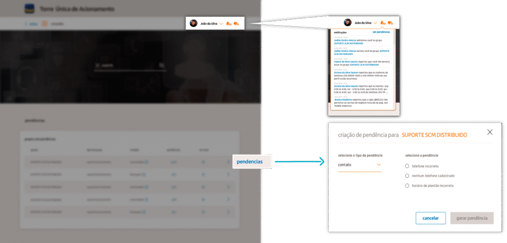 Pending creation and notification screens